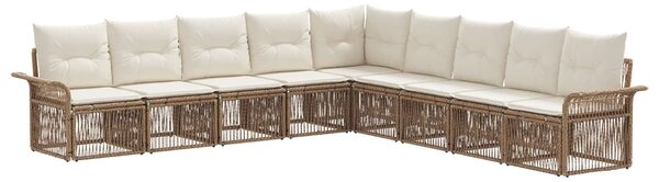 VidaXL Kerti Kanapé Szett 9 pcs Bézs polirattan