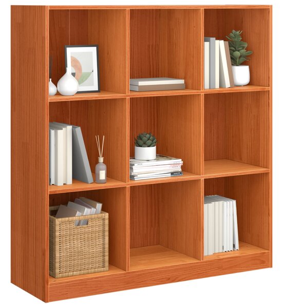 VidaXL Könyvespolc Faggyú barna 104 x 33 x 110 cm Tömör fenyőfa