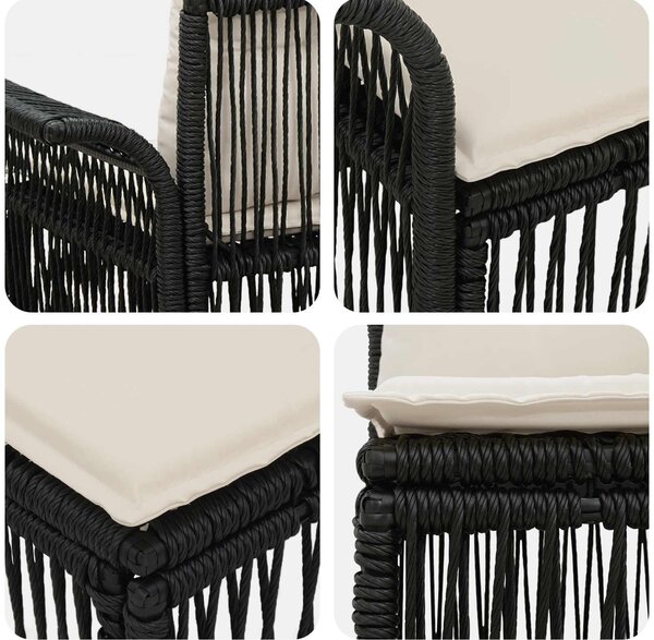 VidaXL Kerti Kanapé Szett 7 pcs Fekete polirattan