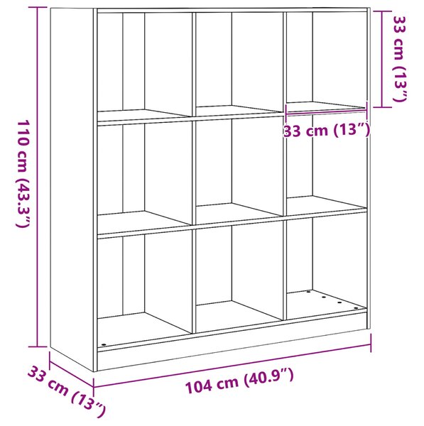 VidaXL Könyvespolc Faggyú barna 104 x 33 x 110 cm Tömör fenyőfa