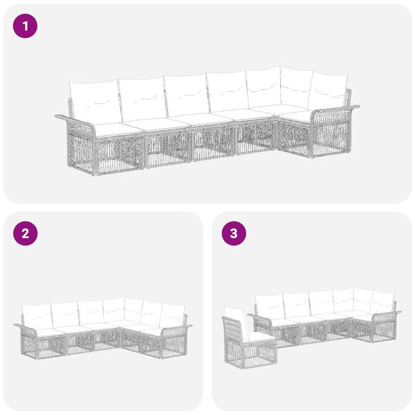 VidaXL Kerti Kanapé Szett 6 pcs Szürke polirattan