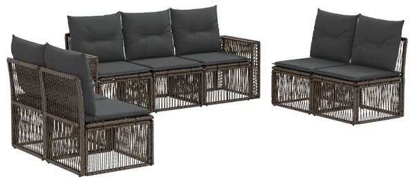 VidaXL Kerti Kanapé Szett 7 pcs Szürke és sötétszürke polirattan