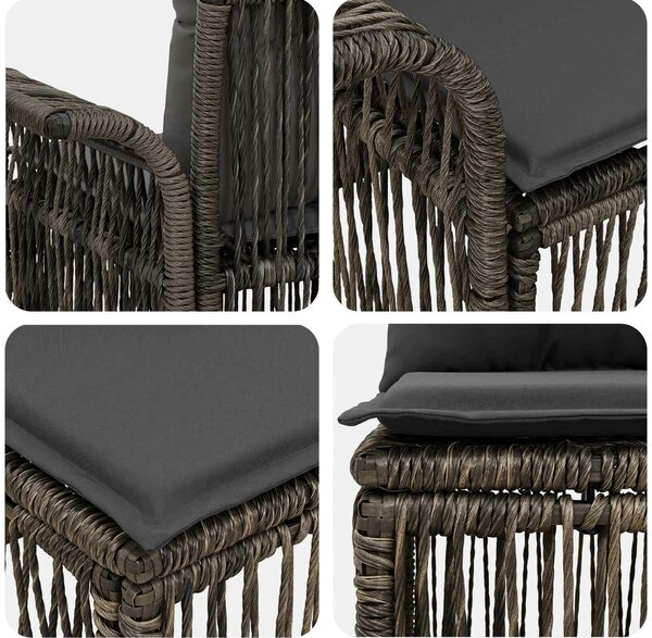 VidaXL Kerti Kanapé Szett 5 pcs Szürke polirattan
