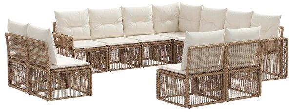 VidaXL Kerti Kanapé Szett 11 pcs Beige és Krémszínű polirattan
