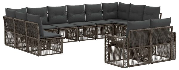 VidaXL Kerti Kanapé Szett 12 pcs Szürke és sötétszürke polirattan