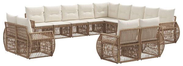 VidaXL Kerti Kanapé Szett 13 pcs Beige és Krémszínű polirattan