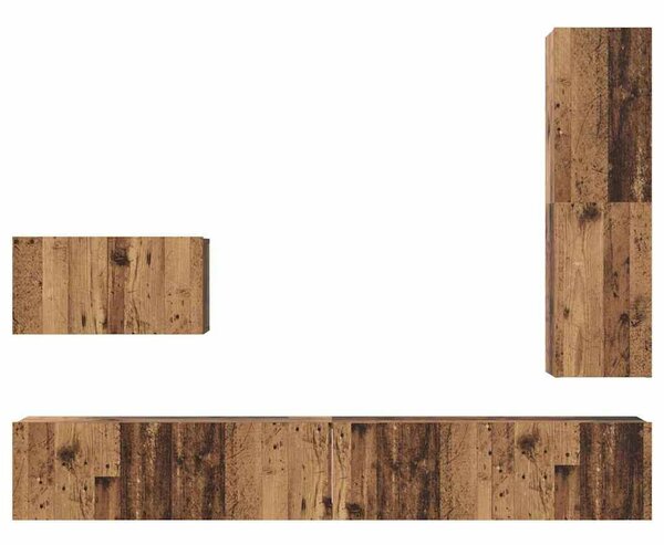 TV szekrény garnitúra 4 pcs Régi fa 30.5 x 30 x 110 cm Faanyag