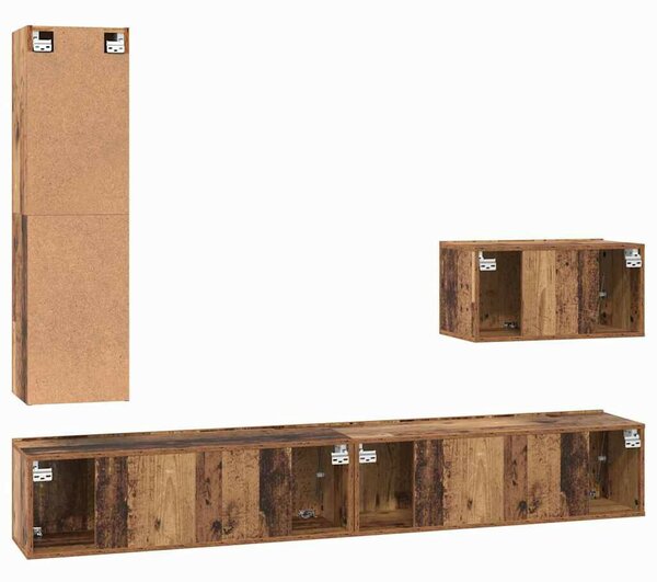 TV szekrény garnitúra 4 pcs Régi fa 30.5 x 30 x 110 cm Faanyag