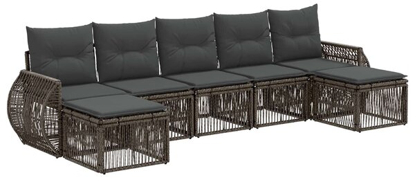 VidaXL Kerti Kanapé Szett 7 pcs Szürke és sötétszürke polirattan