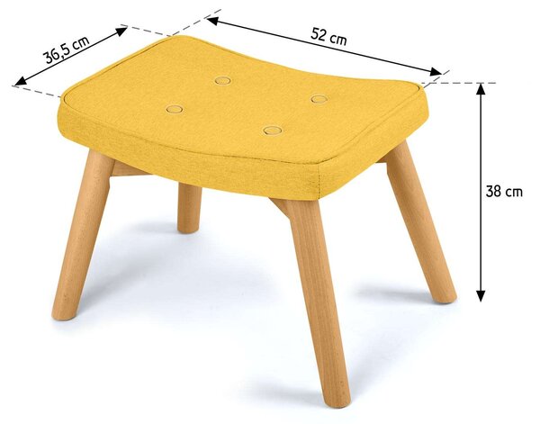 Sofotel Lábzsámoly Norse fotelhez, szövet, 52x38x36,5cm - Sárga