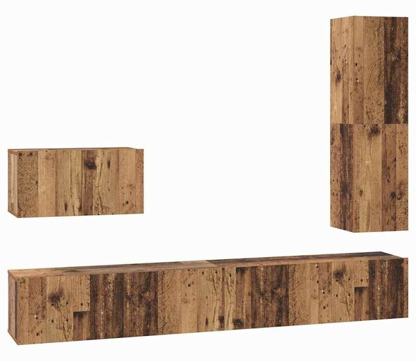 TV szekrény garnitúra 4 pcs Régi fa 30.5 x 30 x 110 cm Faanyag