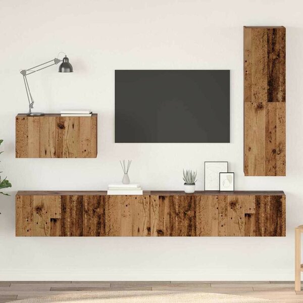 TV szekrény garnitúra 4 pcs Régi fa 30.5 x 30 x 110 cm Faanyag