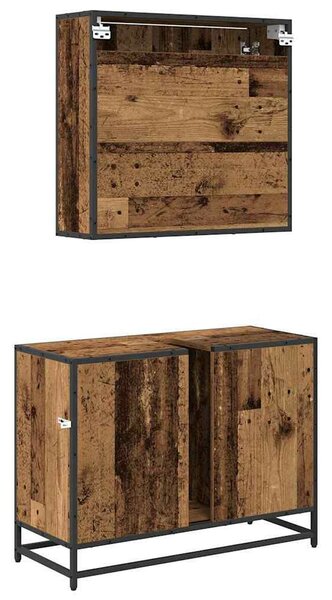 Fürdőszoba bútor szett 2 pcs Régi fa 80 x 33 x 60 cm Faanyag
