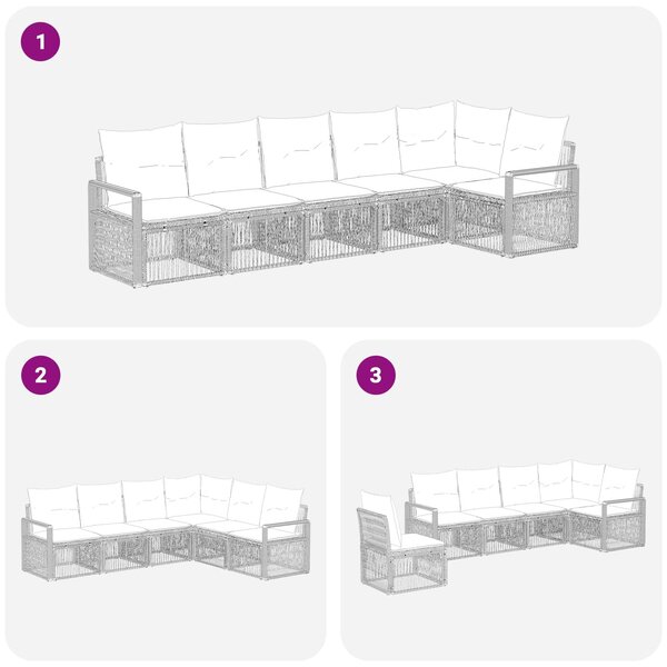 VidaXL Kerti Kanapé Szett 6 pcs Szürke polirattan