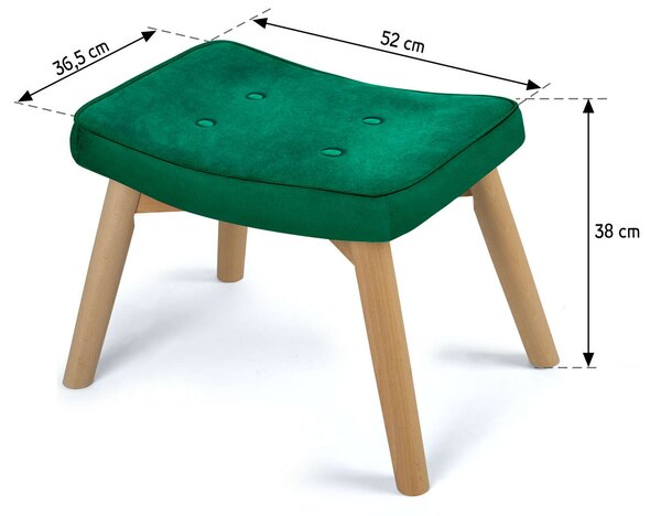 Sofotel Lábzsámoly Norse fotelhez, szövet, 52x38x36,5cm - Sötétzöld