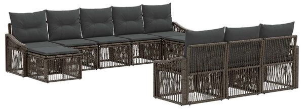 VidaXL Kerti Kanapé Szett 10 pcs Szürke polirattan