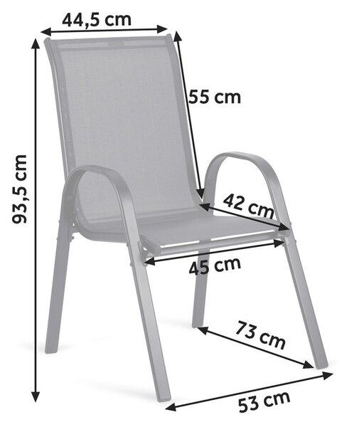 Sofotel fekete kerti bútor szett 60 cm magas asztal edzett üveglappal + 2 db szék (vízálló, porszórt acél váz, UV-álló)