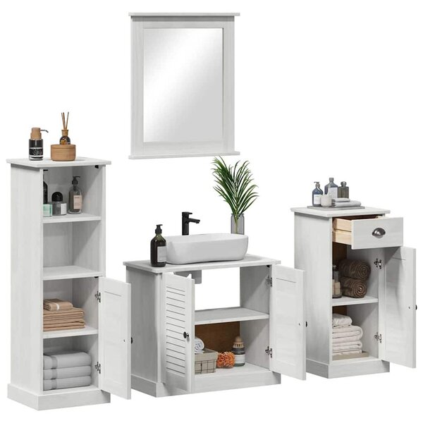 Fürdőszoba bútor szett 3 pcs antik fehér 37 x 34 x 110 cm