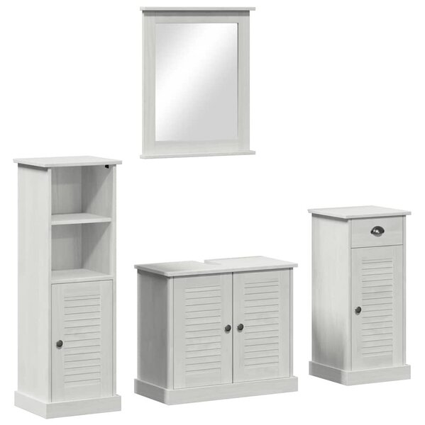 Fürdőszoba bútor szett 3 pcs antik fehér 37 x 34 x 110 cm