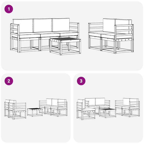 VidaXL Kültéri kanapé szett párnával 6 pcs Természetes és bézs