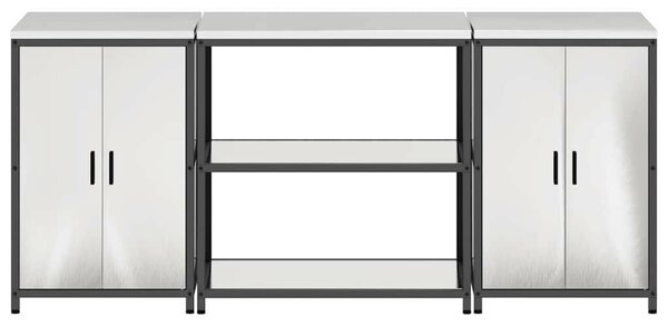 Konyhai Tároló Készlet polcokkal 3 pcs Ezüst 210 x 50 x 92 cm