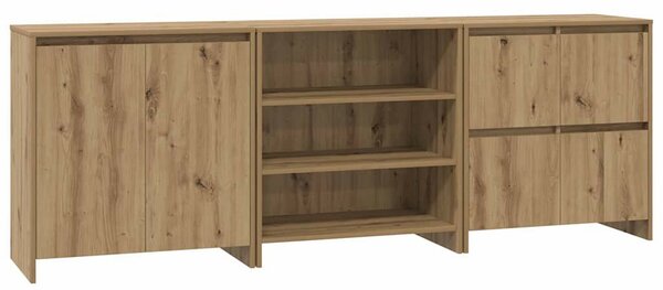 Oldalszekrények 3 pcs kézműves tölgy 70 x 41 x 75 cm Faanyag