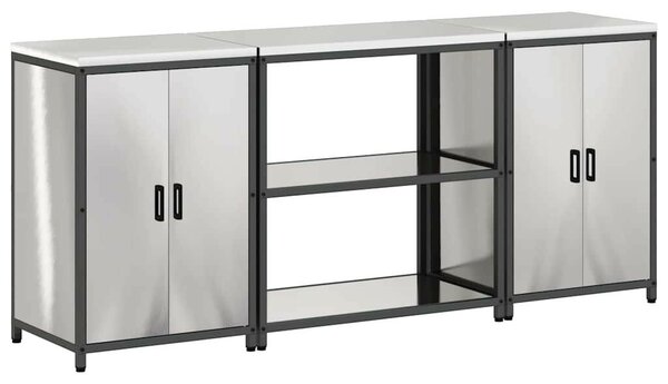 Konyhai Tároló Készlet polcokkal 3 pcs Ezüst 210 x 50 x 92 cm