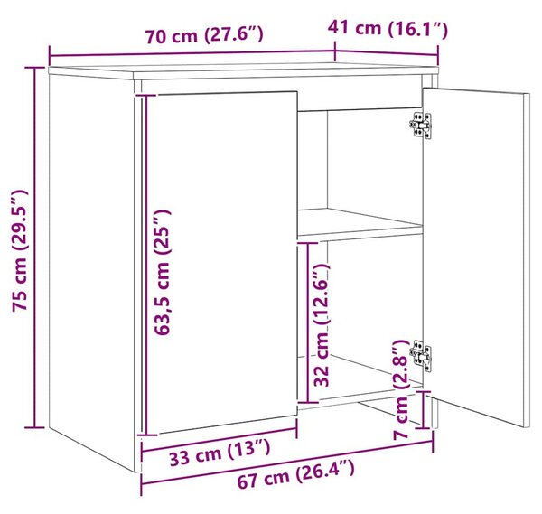 Oldalszekrények 3 pcs Régi fa 70 x 41 x 75 cm Faanyag