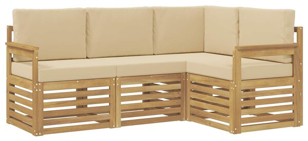 VidaXL Kültéri kanapé szett 4 pcs Fehér és Bézs 187,5 x 128,5 x 73 cm