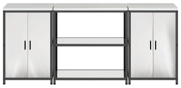 Konyhai Tároló Készlet polcokkal 3 pcs Ezüst 210 x 50 x 92 cm