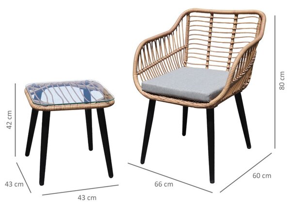 Garden Select Italia Kerti Bútor Garnitúra, 3 részes, rattan hatású