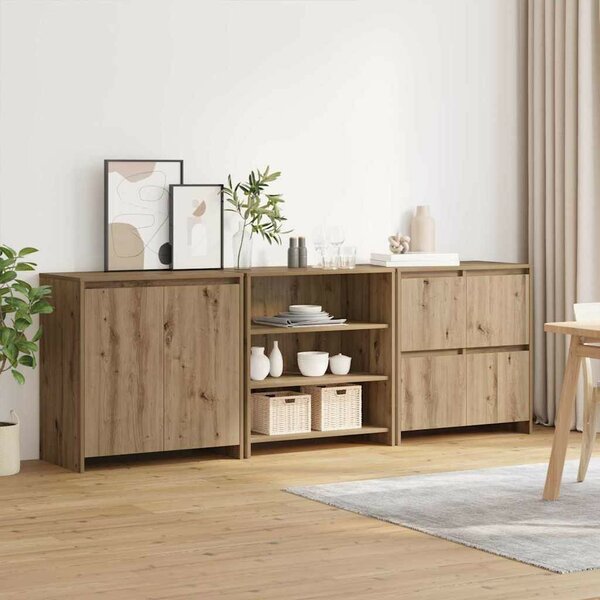 Oldalszekrények 3 pcs kézműves tölgy 70 x 41 x 75 cm Faanyag