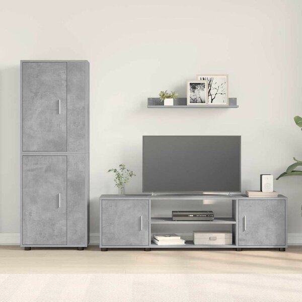 4 részes TV szekrény szett 4 pcs Beton szürke Faanyag
