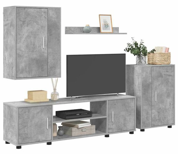 4 részes TV szekrény szett 4 pcs Beton szürke Faanyag