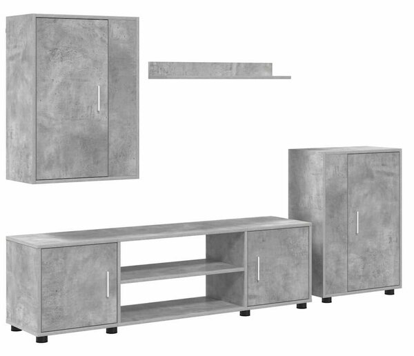 4 részes TV szekrény szett 4 pcs Beton szürke Faanyag