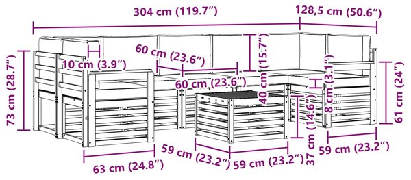 VidaXL Kültéri kanapé szett 8 pcs Fehér és Világosszürke Poliészter