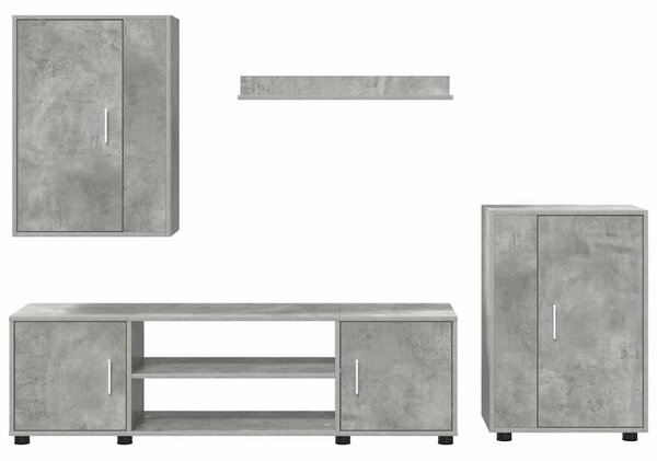 4 részes TV szekrény szett 4 pcs Beton szürke Faanyag