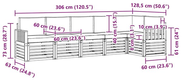 VidaXL Kültéri kanapé szett 6 pcs Fehér és Krém színű