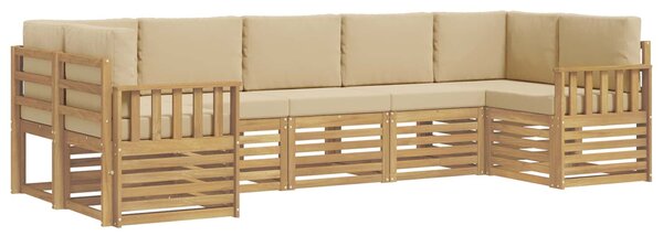 VidaXL Kültéri kanapé szett 6 pcs Fehér és bézs 304 x 128,5 x 73 cm