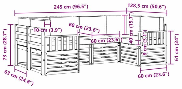 VidaXL Kültéri kanapé szett 5 pcs Fehér és krémszínű