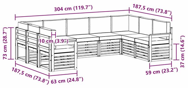 VidaXL Szegmentált kanapé szett 9 pcs Természetes és krémszínű