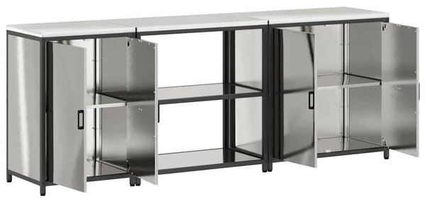 Konyhai Tároló Készlet polcokkal 3 pcs Ezüst 240 x 50 x 92 cm