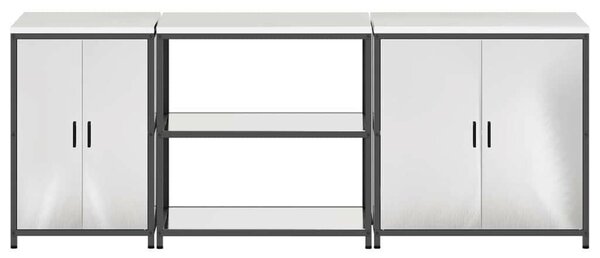 Konyhai Tároló Készlet polcokkal 3 pcs Ezüst 240 x 50 x 92 cm