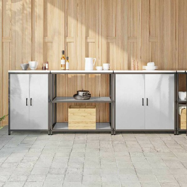 Konyhai Tároló Készlet polcokkal 3 pcs Ezüst 240 x 50 x 92 cm