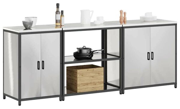 Konyhai Tároló Készlet polcokkal 3 pcs Ezüst 240 x 50 x 92 cm