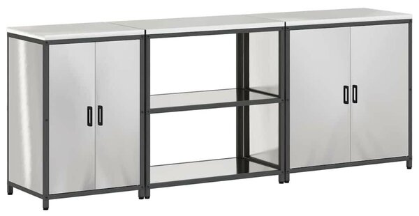 Konyhai Tároló Készlet polcokkal 3 pcs Ezüst 240 x 50 x 92 cm