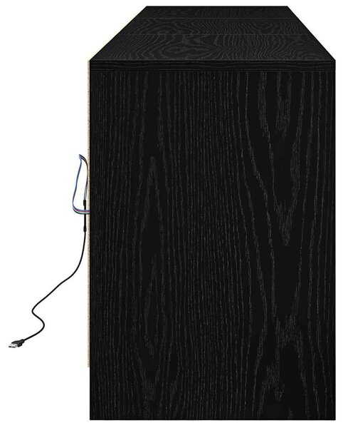 TV szekrény fiókkal Fekete 182 x 34 x 50 cm Faanyag