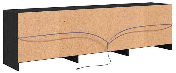 TV szekrény fiókkal Fekete 182 x 34 x 50 cm Faanyag