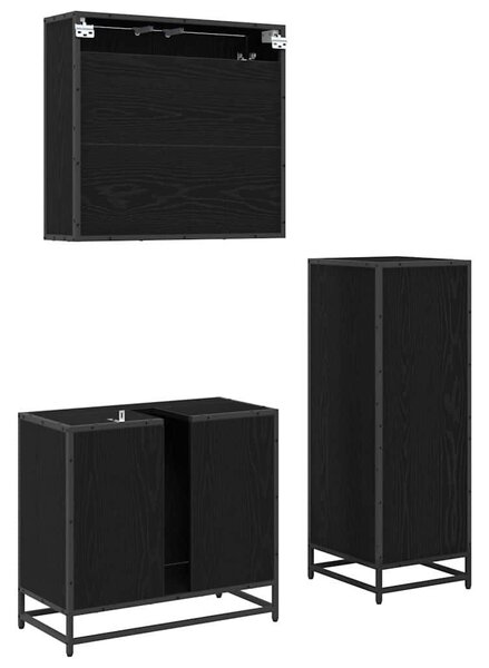 Fürdőszoba bútor szett 3 pcs Musta tammi 35 x 37.5 x 100 cm
