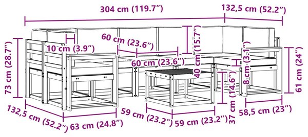 VidaXL Kültéri kanapé szett 6 pcs